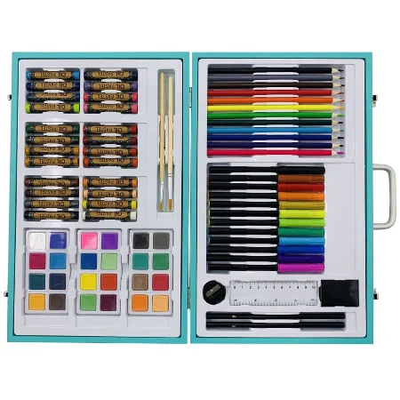 82-osainen puinen taiteilijasalkku