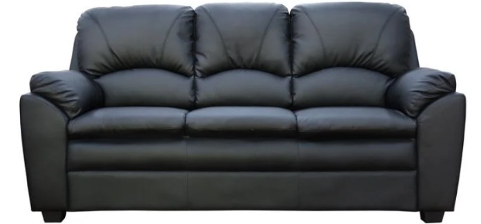 Musta nahkainen 3-istuttava sohva