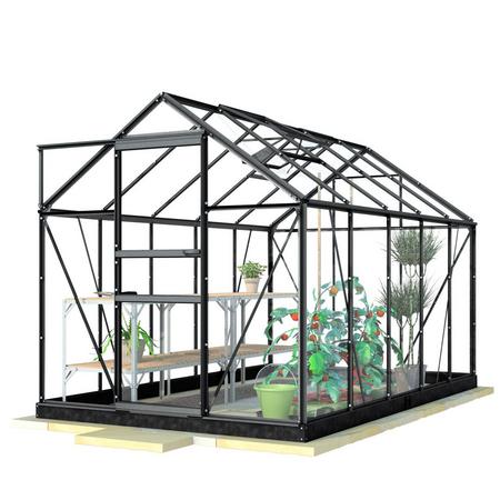 Lykke Kasvihuone Glass 6,2m2, musta