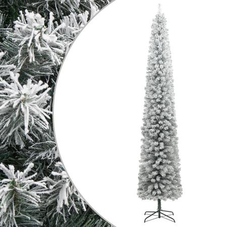 vidaXL Ohut tekojoulukuusi jalustalla ja lumihuurteella 270 cm PVC