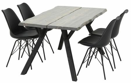 Lana-Oslo 4-hengen ruokailuryhmä, musta/savunharmaa