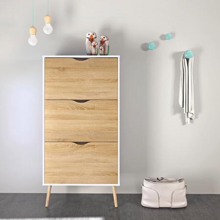 Delta kenkäkaappi tammi/valkoinen