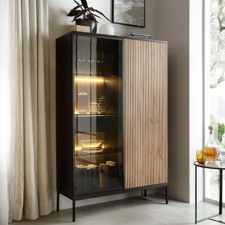 Mooa vitriini 104x39x166 cm luonnonväri/musta