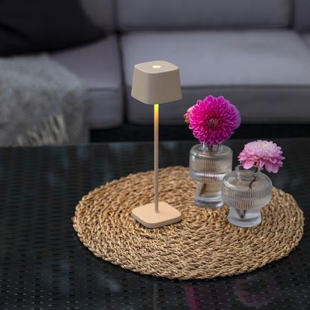 Konstsmide Capri mini ladattava pöytävalaisin sisä-/ulkokäyttöön hiekka