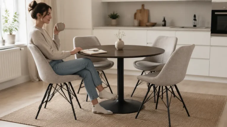 Saini-Luosto 4-hengen pyöreä ruokailuryhmä musta/beige arvostelu